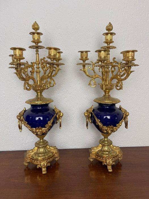 Kandelaar (2) - Verguld brons, Sevrès, Antiek en Kunst, Antiek | Klokken