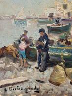 Luigi Bertolingrande (1912-1965) - Scorcio di marina con, Antiek en Kunst