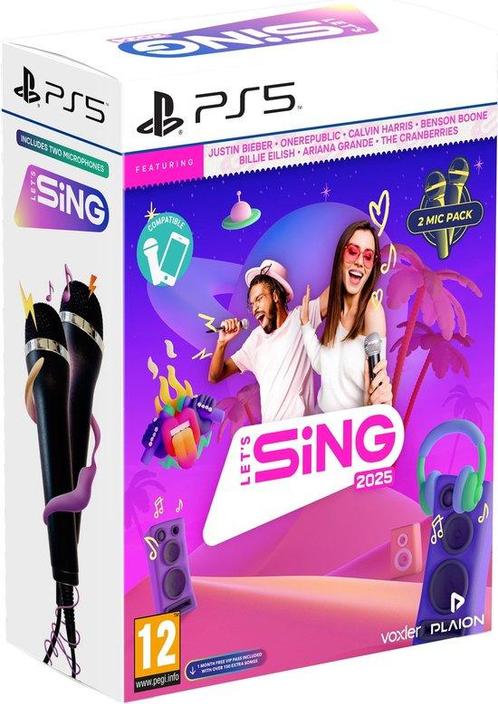Lets Sing 2025 + 2 Microfoons - International Edition - PS5, Hobby en Vrije tijd, Gezelschapsspellen | Overige, Nieuw, Verzenden