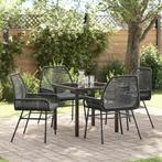 vidaXL 5-delige tuintafel met kussens zwart poly rattan, Tuin en Terras, Tuinstoelen, Verzenden, Nieuw