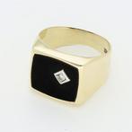 Ring - 14 karaat Geel goud Diamant (Natuurlijk) - Onyx
