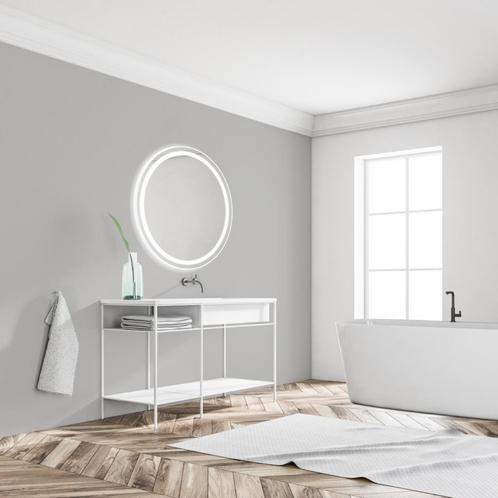 Led spiegel op maat - Rond - LED voor en achter - Wit kader, Maison & Meubles, Accessoires pour la Maison | Miroirs, Envoi