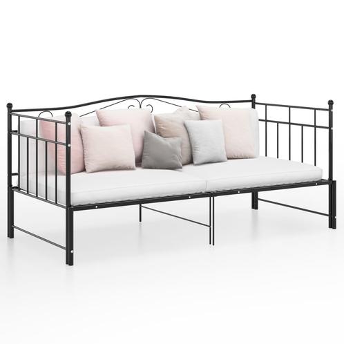 vidaXL Cadre de canapé-lit extensible Noir Métal 90x200, Maison & Meubles, Chambre à coucher | Lits, Neuf, Envoi