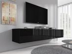 TV-meubel Flame - Hoogglans zwart - 180 cm - Zwevend, Huis en Inrichting, Kasten |Televisiemeubels, Nieuw, 150 tot 200 cm, Overige materialen