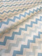 Tissu damassé en zigzag bleu pastel multicolore - Textile -