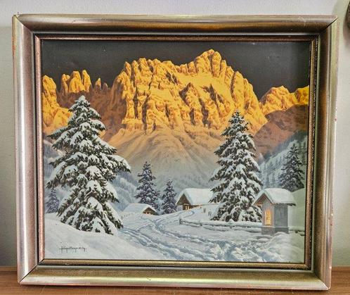 Filip Pap (1915-?) - Alpenglühen, Antiek en Kunst, Kunst | Schilderijen | Klassiek