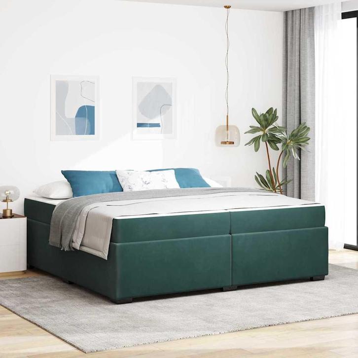 vidaXL Bedframe met matras met matras Donkergroen 200 x 200, Huis en Inrichting, Slaapkamer | Bedden, Nieuw, Verzenden