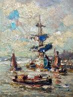 Evert Moll (1878-1955) - Driemaster in de haven, Antiek en Kunst