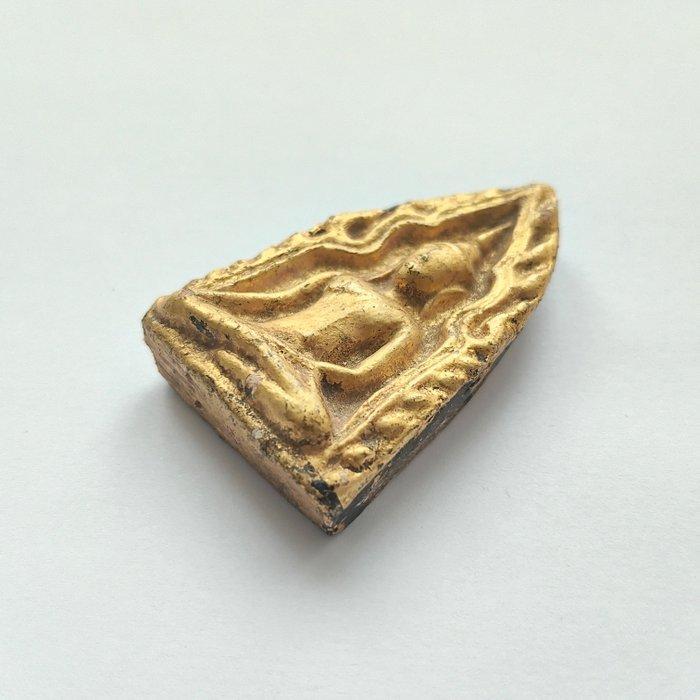 Oud-Indochinese Verguld terracotta Zittende Boeddha Talisman, Antiek en Kunst, Antiek | Overige Antiek