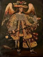 Cuzco School (XX) - Archangel Raphael holding a long-shafted, Antiek en Kunst