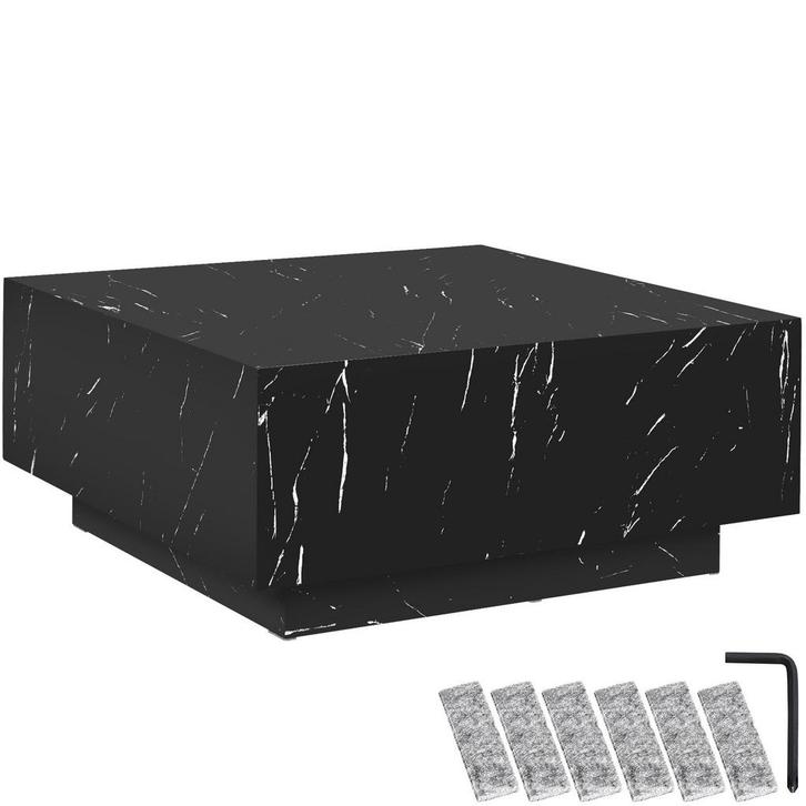 tectake Salontafel Lasley met voet, draagkracht 45 kg - Marm, Huis en Inrichting, Tafels | Salontafels, Verzenden