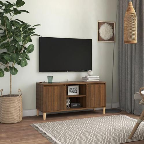 vidaXL Tv-meubel met houten poten 103,5x35x50 cm bruin, Huis en Inrichting, Kasten |Televisiemeubels, Nieuw, Verzenden