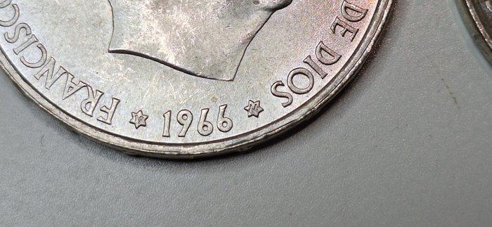 Spanje. 100 Pesetas 1966*66 - 1966*67 (2 monedas) (Zonder, Postzegels en Munten, Munten | Europa | Niet-Euromunten