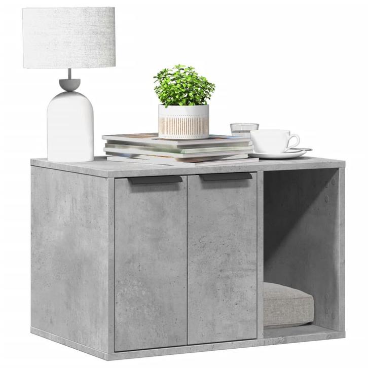 vidaXL Kattenbakkast 60x40x40 cm bewerkt hout betongrijs, Dieren en Toebehoren, Katten-accessoires, Nieuw, Verzenden