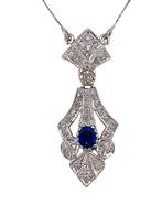 Halsketting - 18 karaat Platina, Witgoud Saffier - Diamant, Nieuw