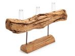 Weathered wood log on stand ±50x10x25cm + glasses