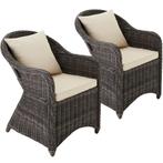 2 luxe wicker fauteuils met kussens - grijs, Verzenden