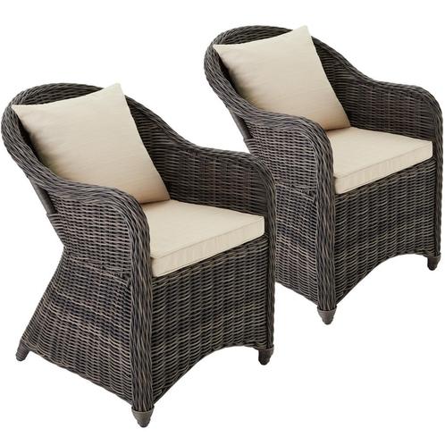 2 luxe wicker fauteuils met kussens - grijs, Jardin & Terrasse, Ensembles de jardin, Envoi