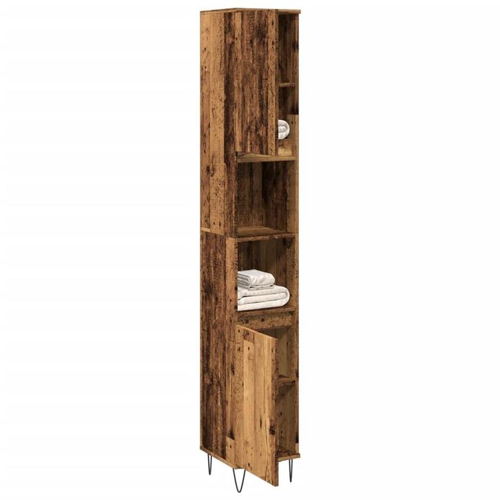 vidaXL Badkamerkast 30x30x190 cm bewerkt hout oud, Huis en Inrichting, Badkamer | Badkamermeubels, Nieuw, Verzenden