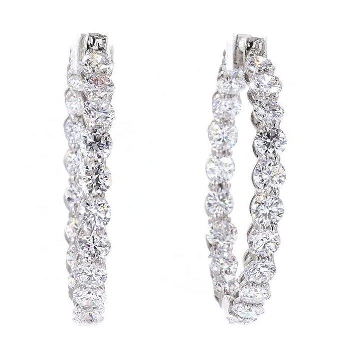 Zonder minimumprijs - Hoepel oorbellen Platina - 5.03ct. tw., Bijoux, Sacs & Beauté, Bijoux anciens