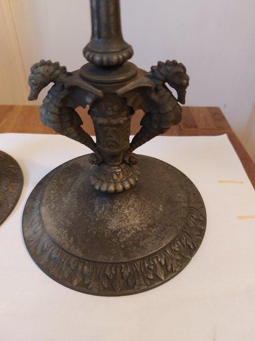 Taperstick (kleine blaker met een dunne pijp) (2) - Tin, Antiek en Kunst, Curiosa en Brocante