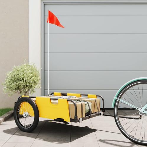 vidaXL Fietstrailer oxford stof en ijzer geel, Fietsen en Brommers, Fietsaccessoires | Aanhangwagens en Karren, Nieuw, Verzenden