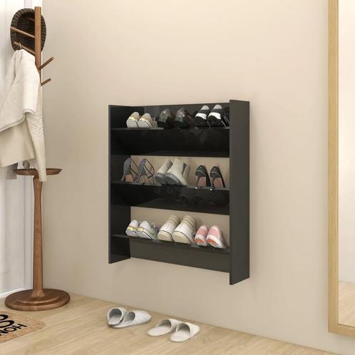 vidaXL Wandschoenenkast 80x18x90 cm bewerkt hoogglans zwart, Huis en Inrichting, Kasten | Schoenenkasten, Nieuw, Verzenden
