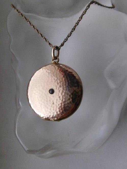 Plaqué or - Collier avec pendentif - Médaillon de photo Art, Antiek en Kunst, Kunst | Designobjecten