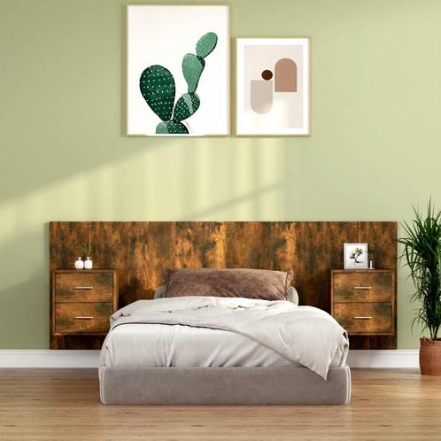 vidaXL Hoofdbord met kastjes bewerkt hout gerookt, Huis en Inrichting, Slaapkamer | Bedden, Nieuw, Verzenden