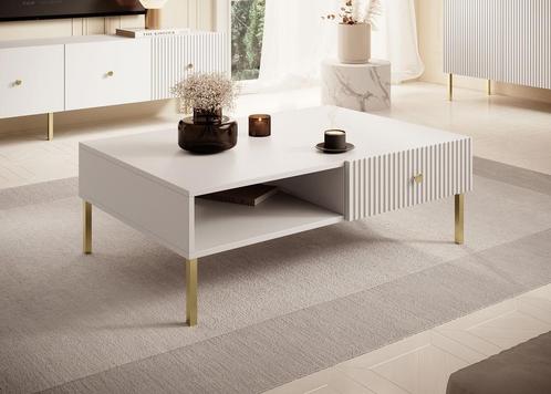 Meubella Salontafel Vermont wit goud 100cm, Huis en Inrichting, Tafels | Salontafels, Nieuw, 50 tot 100 cm, Minder dan 50 cm, Verzenden