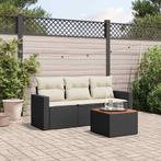 vidaXL 4-delige Loungeset met kussens poly rattan zwart, Tuin en Terras, Tuinsets en Loungesets, Verzenden, Nieuw, Loungeset