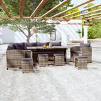 vidaXL 7-delige Loungeset met kussens poly rattan grijs, Tuin en Terras, Verzenden, Nieuw, Loungeset