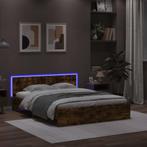 vidaXL Bedframe met hoofdeinde en LED gerookt eikenkleurig, Nieuw, Verzenden
