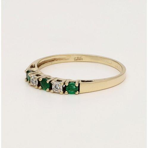 Zonder Minimumprijs - Ring - 14 karaat Geel goud Smaragd -, Handtassen en Accessoires, Ringen
