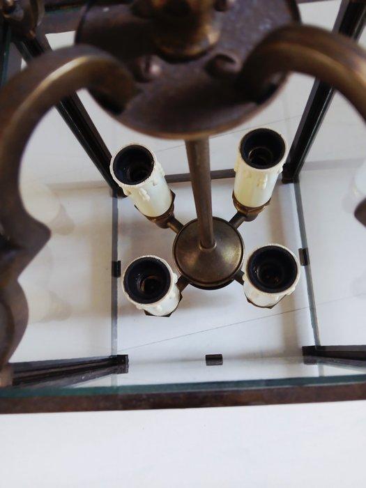 Lamp - Klassieke hanglamp, Lantaarn - Glas, Messing, Antiquités & Art, Curiosités & Brocante