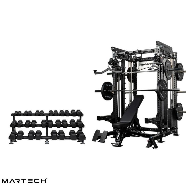 Martech M8 3IN1 bundle + 5-40KG halterset power rack, Sport en Fitness, Fitnessapparatuur, Nieuw, Armen, Benen, Borst, Buik, Rug