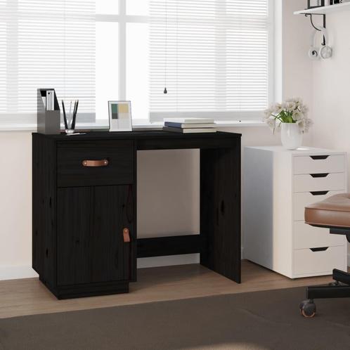 vidaXL Bureau 95x50x75 cm massief grenenhout zwart, Huis en Inrichting, Bureaus, Nieuw, Verzenden