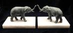 2 boekensteunen - Olifanten - Serre-livres - Marbre, Régule, Antiek en Kunst