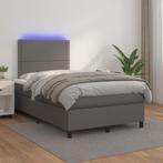 vidaXL Boxspring met matras en LED kunstleer grijs 120x200, Verzenden