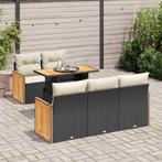 vidaXL 6-delige Loungeset met kussens poly rattan acacia, Tuin en Terras, Verzenden, Nieuw, Loungeset