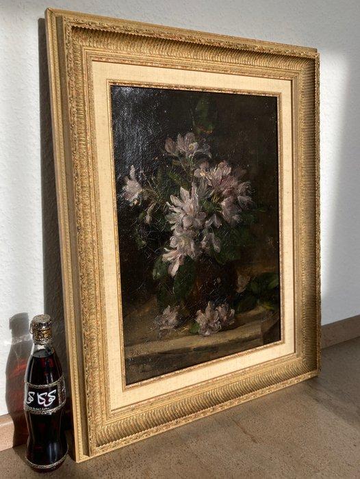 Johannes Akkeringa (1861-1942) - Azaleas in a Vase, 1886, Antiek en Kunst, Kunst | Schilderijen | Klassiek