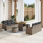 vidaXL Tuinbank Set met kussen 9 pcs Grijs Poly rattan, Tuin en Terras, Verzenden, Nieuw