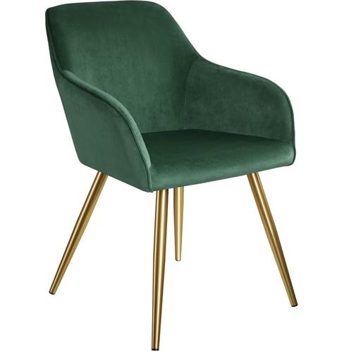 tectake Eetkamerstoel Marilyn fluweellook, gouden poten - do, Huis en Inrichting, Stoelen, Verzenden
