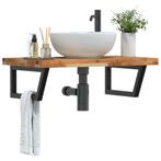 vidaXL Badkamer wandschap staal en massief acaciahout, Verzenden, Nieuw