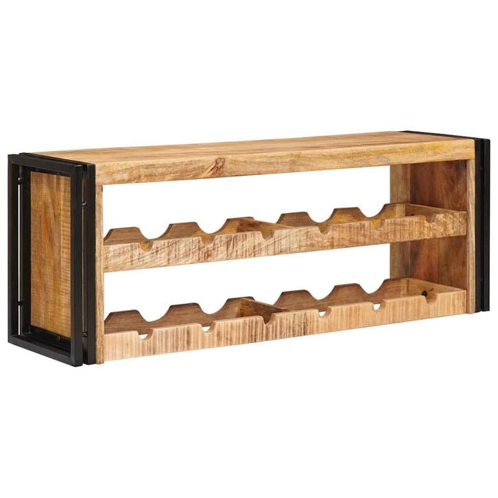 vidaXL Wijnrek Bruin 100 x 45 x 33 cm Massief Ruw Mango Hout, Huis en Inrichting, Woonaccessoires | Wijnrekken, Nieuw, Verzenden