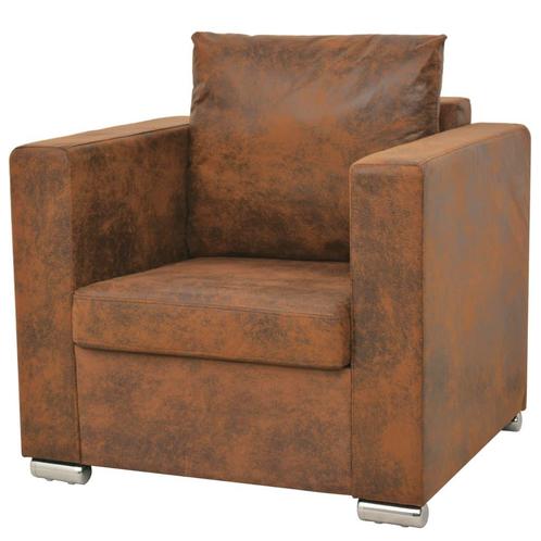 vidaXL Fauteuil kunstsuède bruin, Maison & Meubles, Fauteuils, Envoi