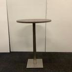 Sta-tafel rond Ø 80 cm, hoogte 114 cm, bruin eiken - RVS, Huis en Inrichting, Gebruikt