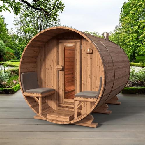 Red Knotty Cedar barrelsauna 300 cm, Sport en Fitness, Sauna, Fins of Traditioneel, Complete sauna, Nieuw
