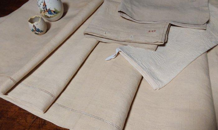 Laken (4) - 270 cm - 240 cm - Oude stoffen, Antiquités & Art, Tapis & Textile