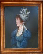 École européenne (XIX) - Young Lady in a blue dress, Antiquités & Art, Art | Peinture | Classique